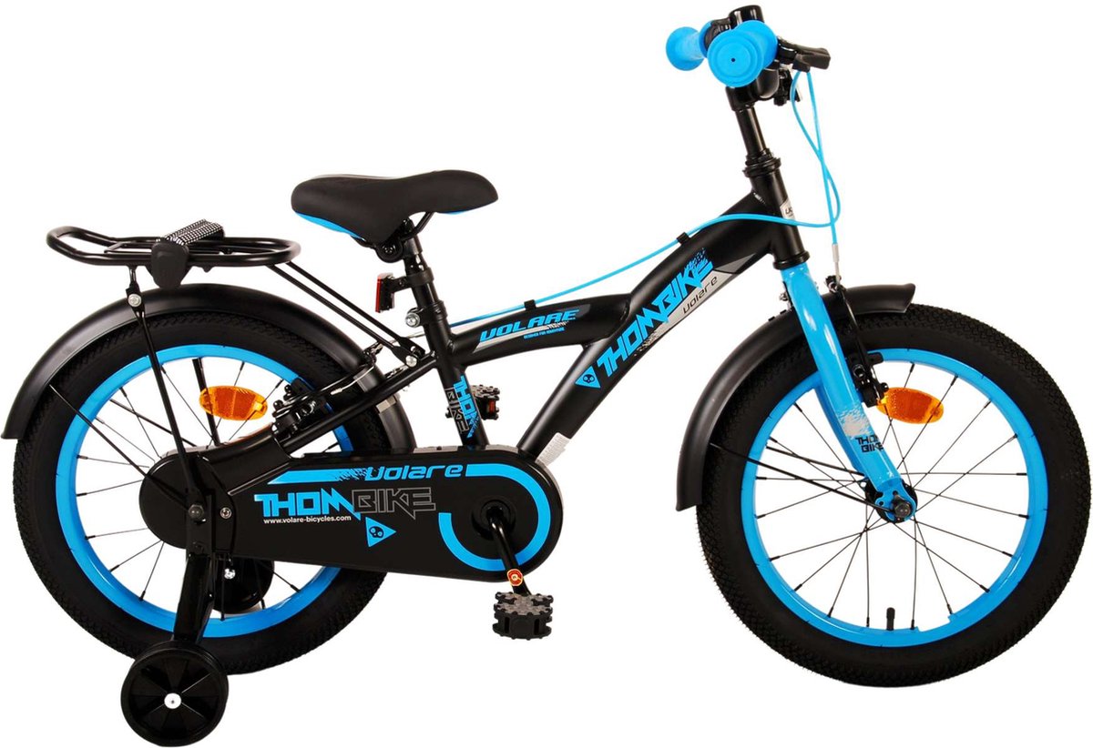 Volare Thombike Kinderfiets - Jongens - 16 inch - Zwart Blauw - Twee Handremmen Kinderfiets kopen online