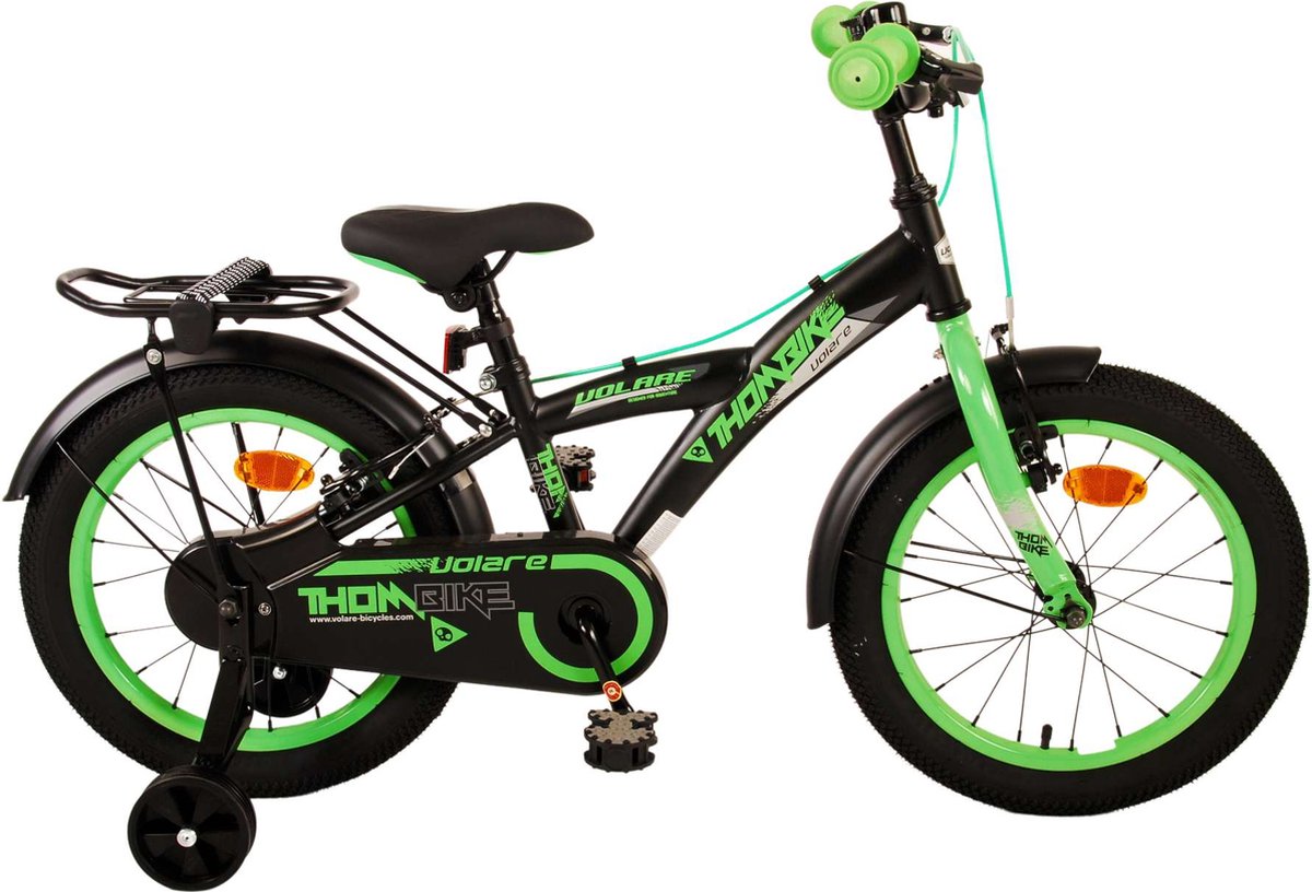 Volare Thombike Kinderfiets - Jongens - 16 inch - Zwart Groen - Twee Handremmen Kinderfiets kopen online