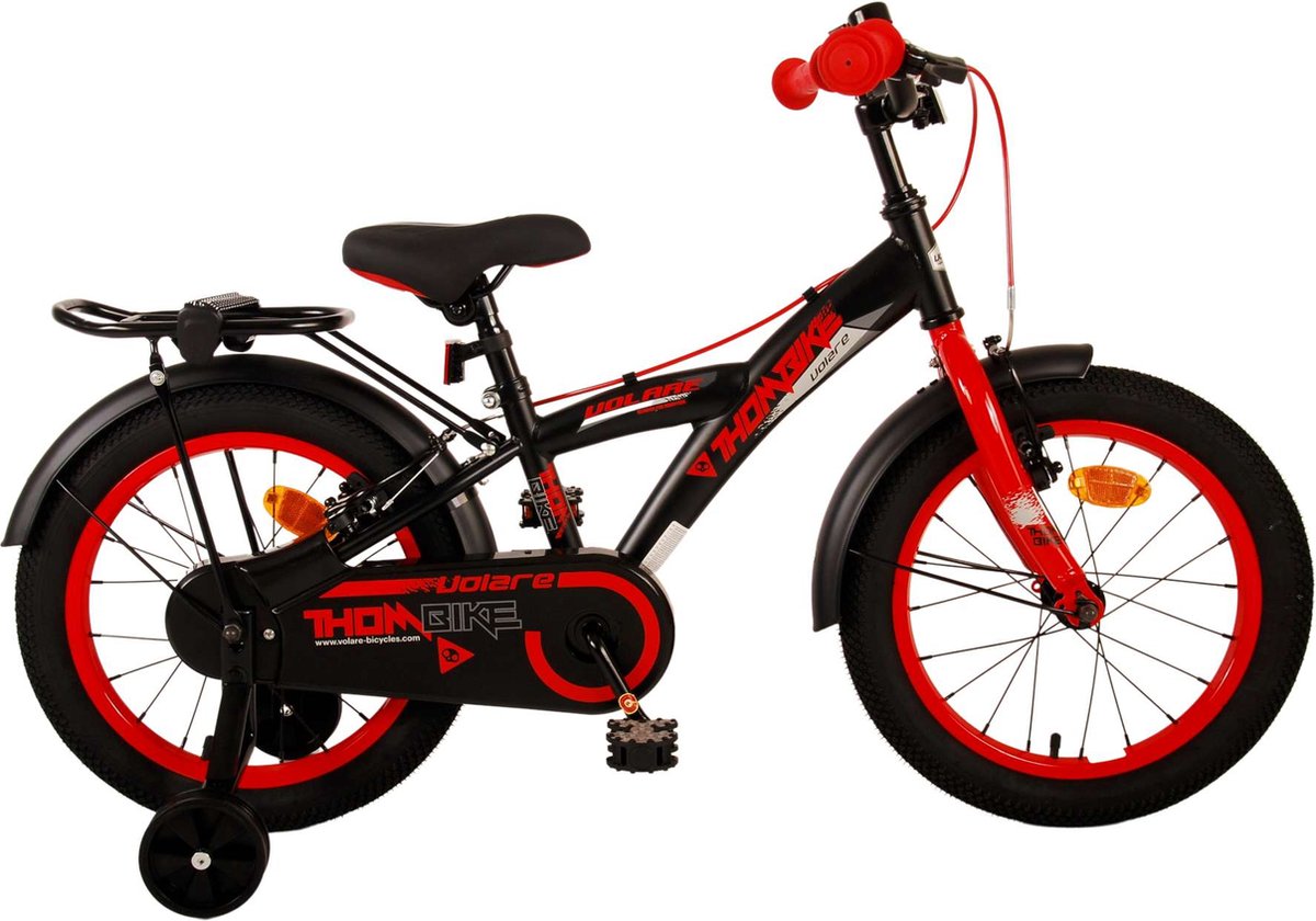 Volare Thombike Kinderfiets - Jongens - 16 inch - Zwart Rood - Twee Handremmen Kinderfiets kopen online