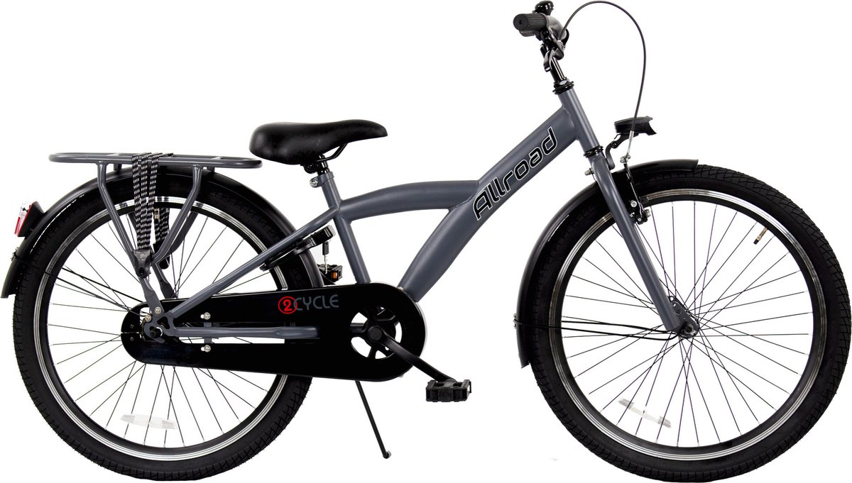 2cycle allroad jongensfiets 24 inch grijs kinderfiets