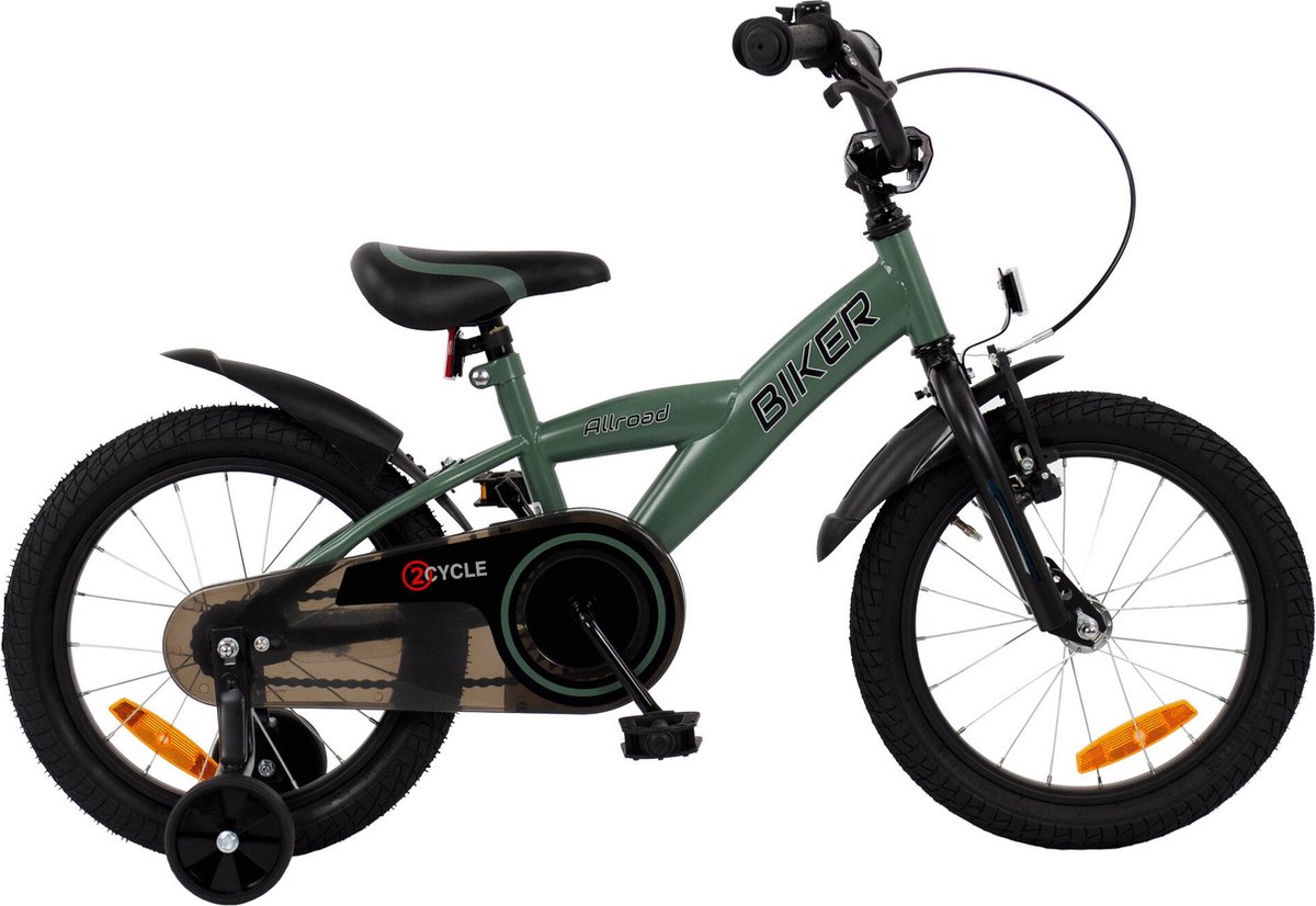 2cycle biker 16 inch kinderfiets groen
