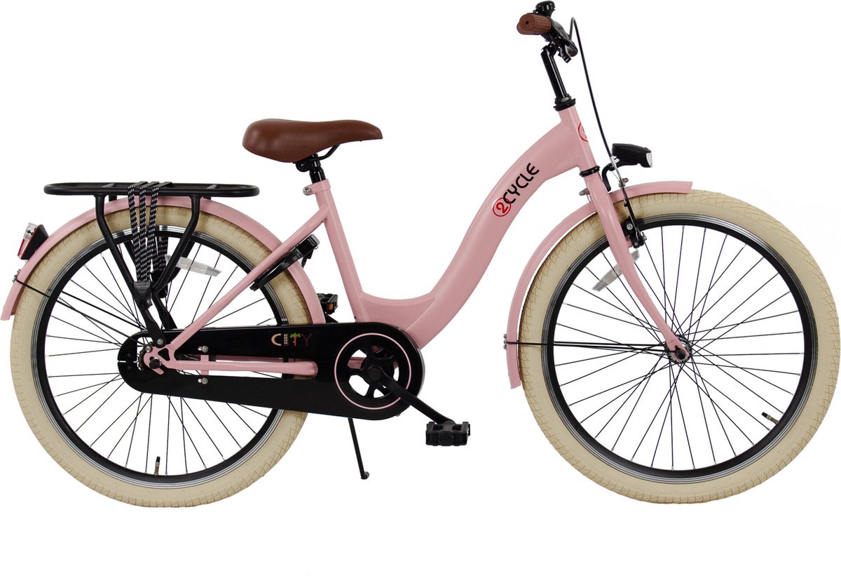 2cycle city meisjesfiets 24 inch roze kinderfiets