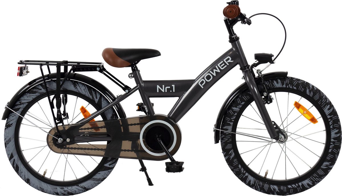 2cycle power kinderfiets 18 inch fiets jongensfiets antraciet
