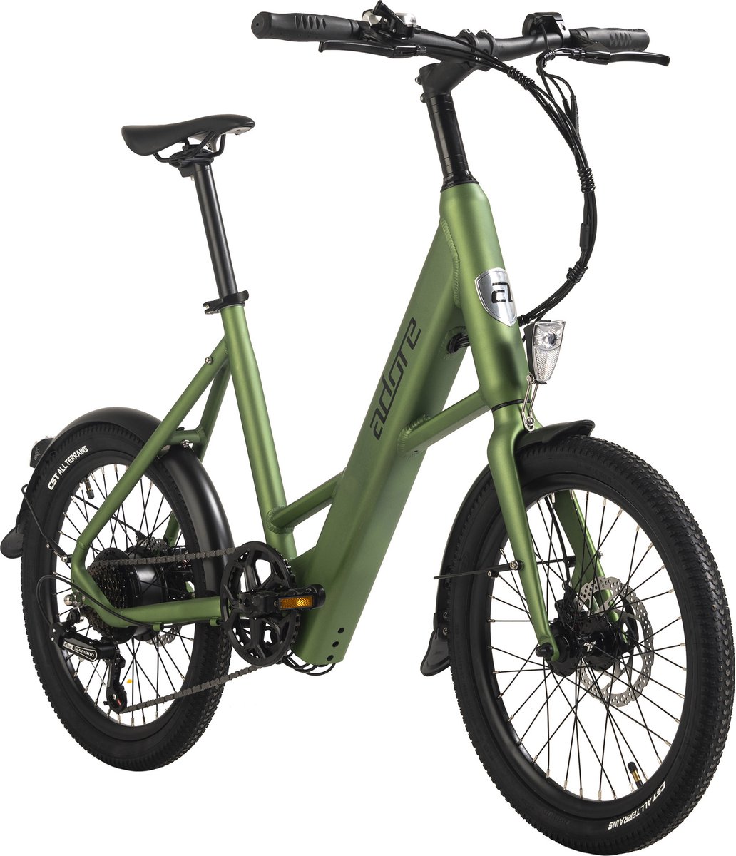 Adore Fiets (elektrisch) ADORE E-Citybike 20” aluminium compacte fiets C-200 Compact Bike achtermotor 45NM / 10,4Ah metallic groen mat - 42 cm Fiets (elektrisch) kopen online