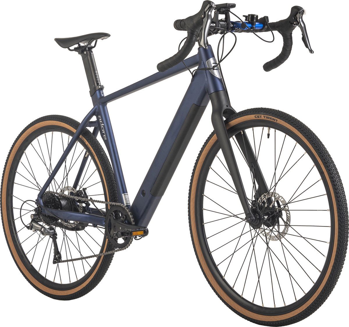 adore fiets elektrisch adore e gravel bike 28 aluminium gravel tourfiets gtr 770 achtermotor 30nm 10ah donkerblauw mat 52 cm