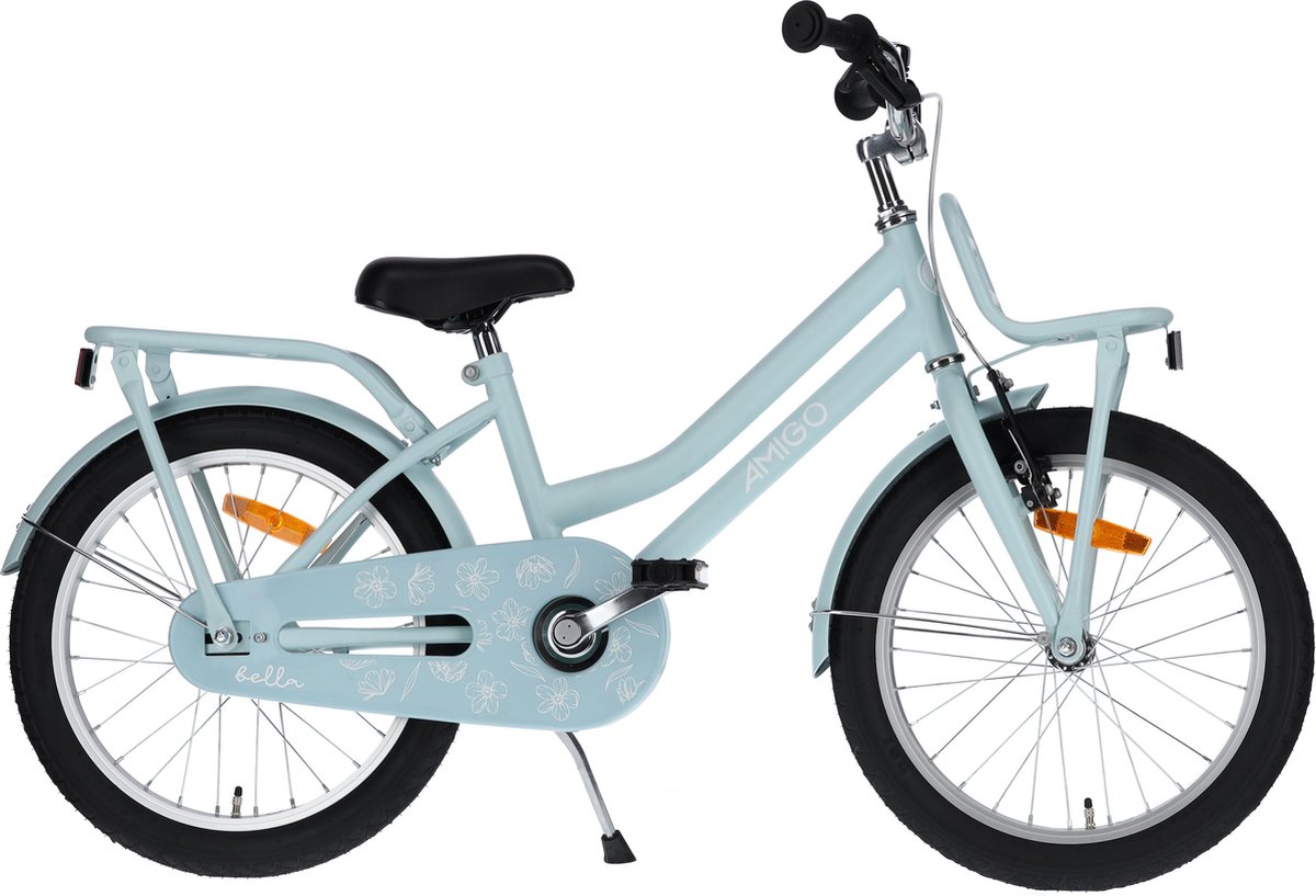 AMIGO Bella Meisjesfiets - Kinderfiets voor Meisjes- 18 Inch 29 cm - Terugtraprem - Blauw Kinderfiets kopen online