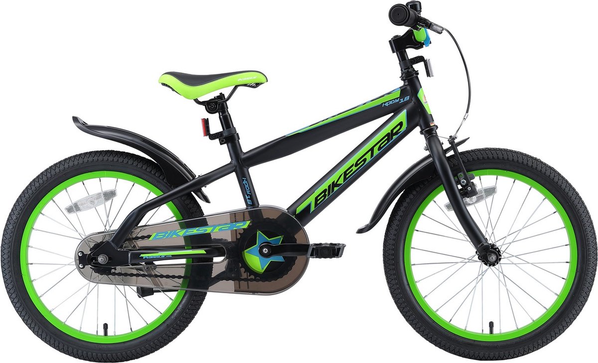 bikestar 18 inch urban jungle kinderfiets zwart groen