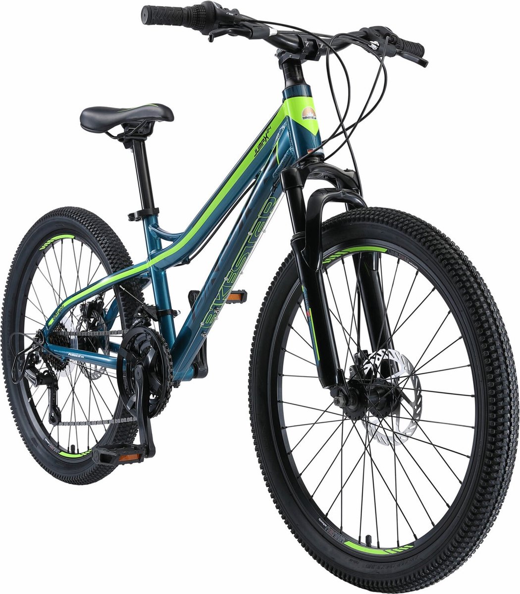 bikestar hardtail mtb 21speed 24inch blauw groen