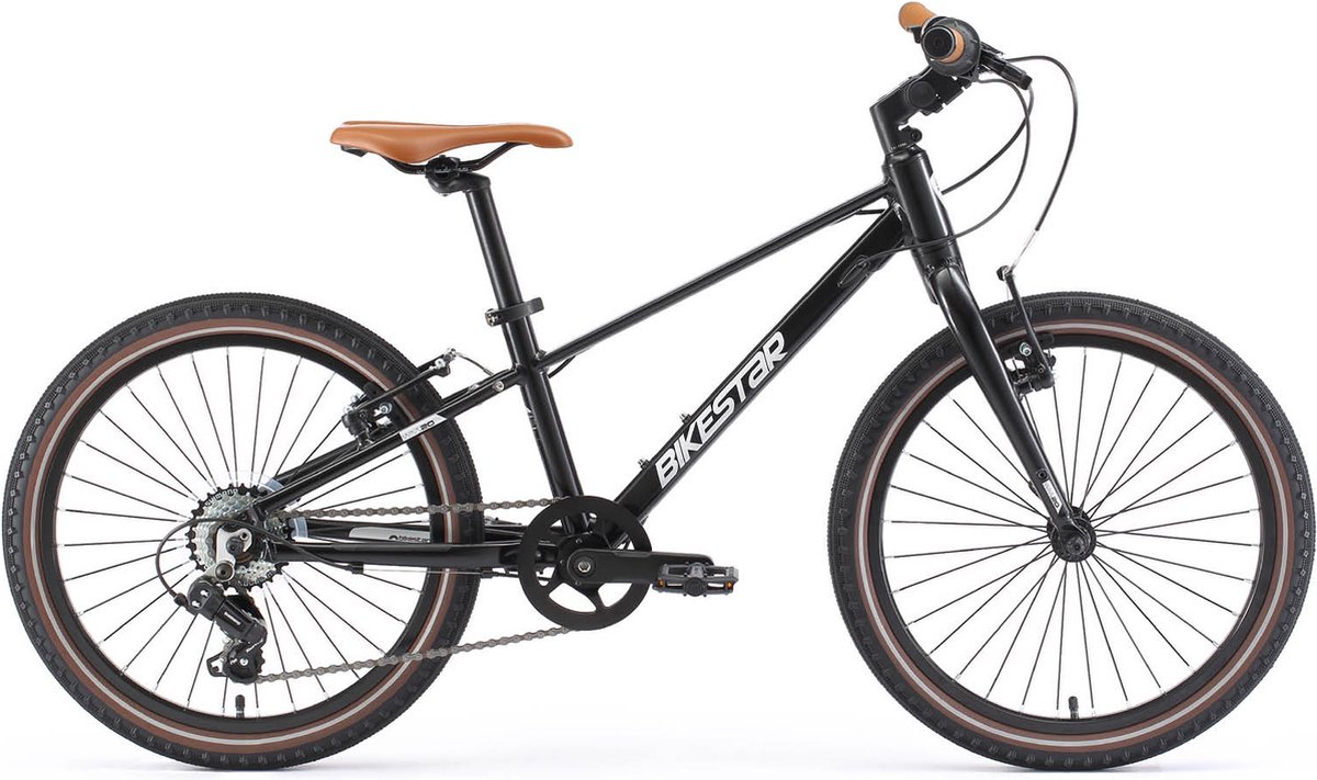 bikestar kinderfiets lichtgewicht 20 inch 7 speed zwart