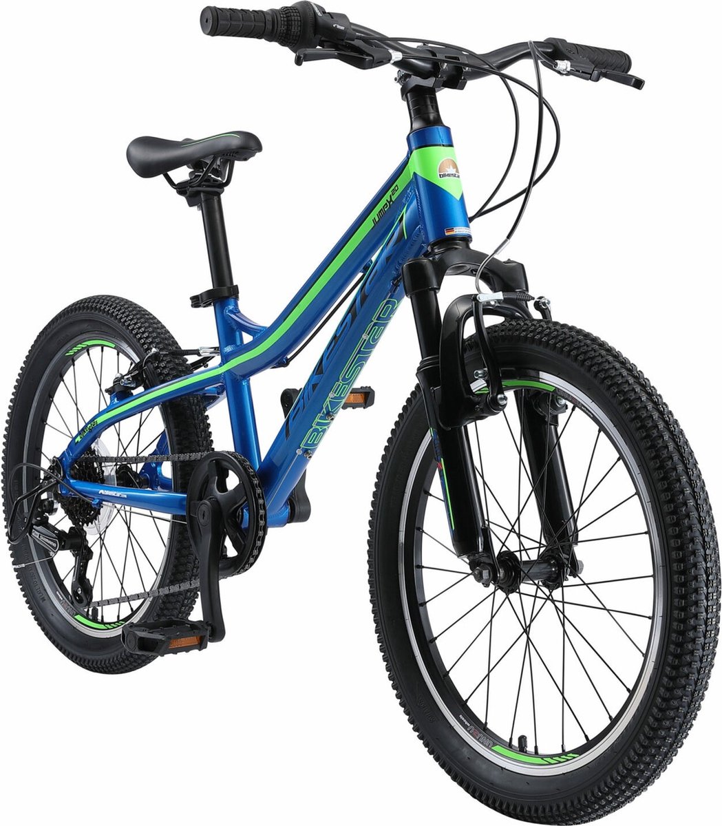 bikestar kinderfiets mtb 7speed 20inch blauw groen