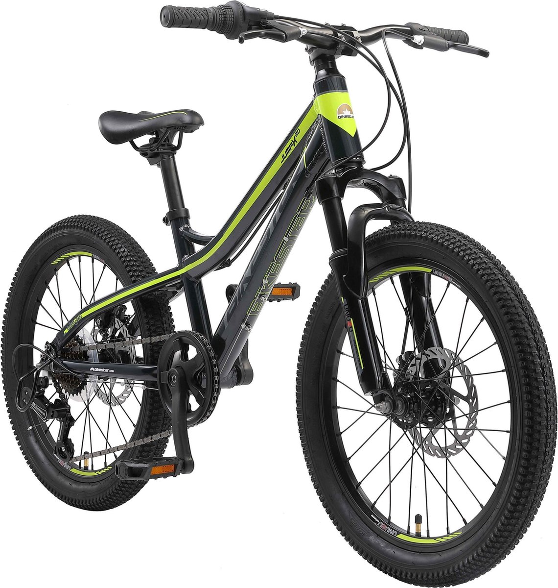 bikestar kinderfiets mtb 7speed 20inch zwart groen