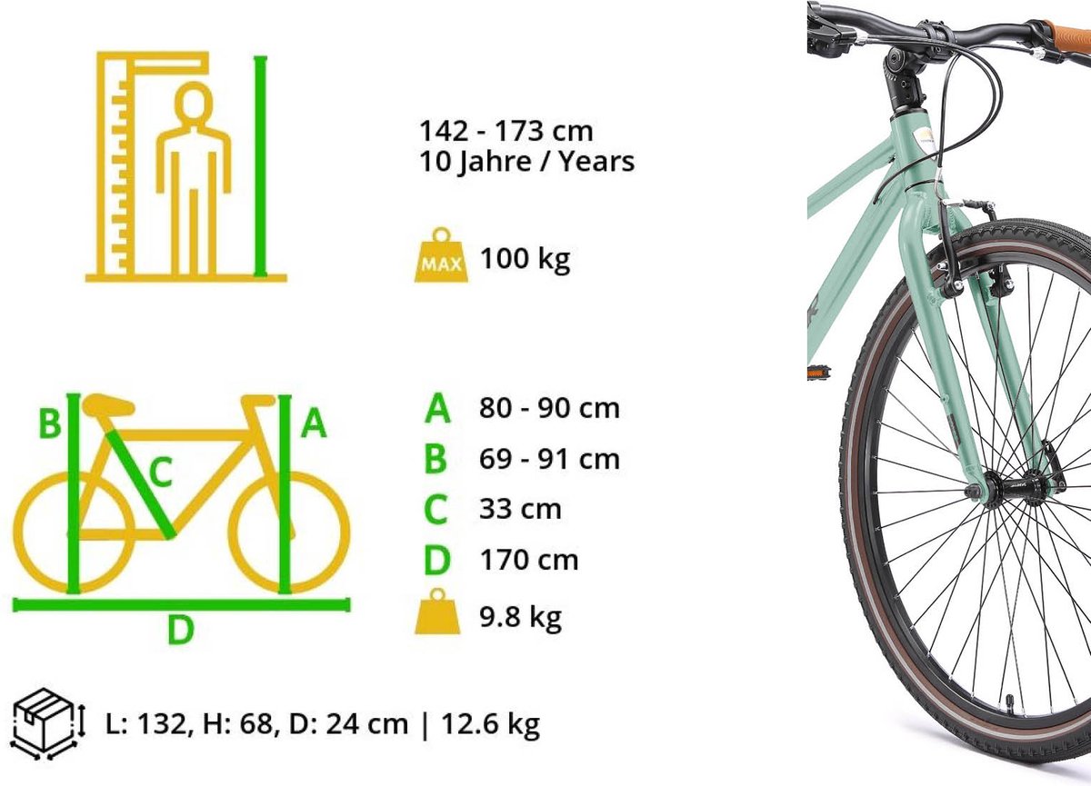 bikestar lichtgewicht fiets 26 inch 9 speed mintgroen