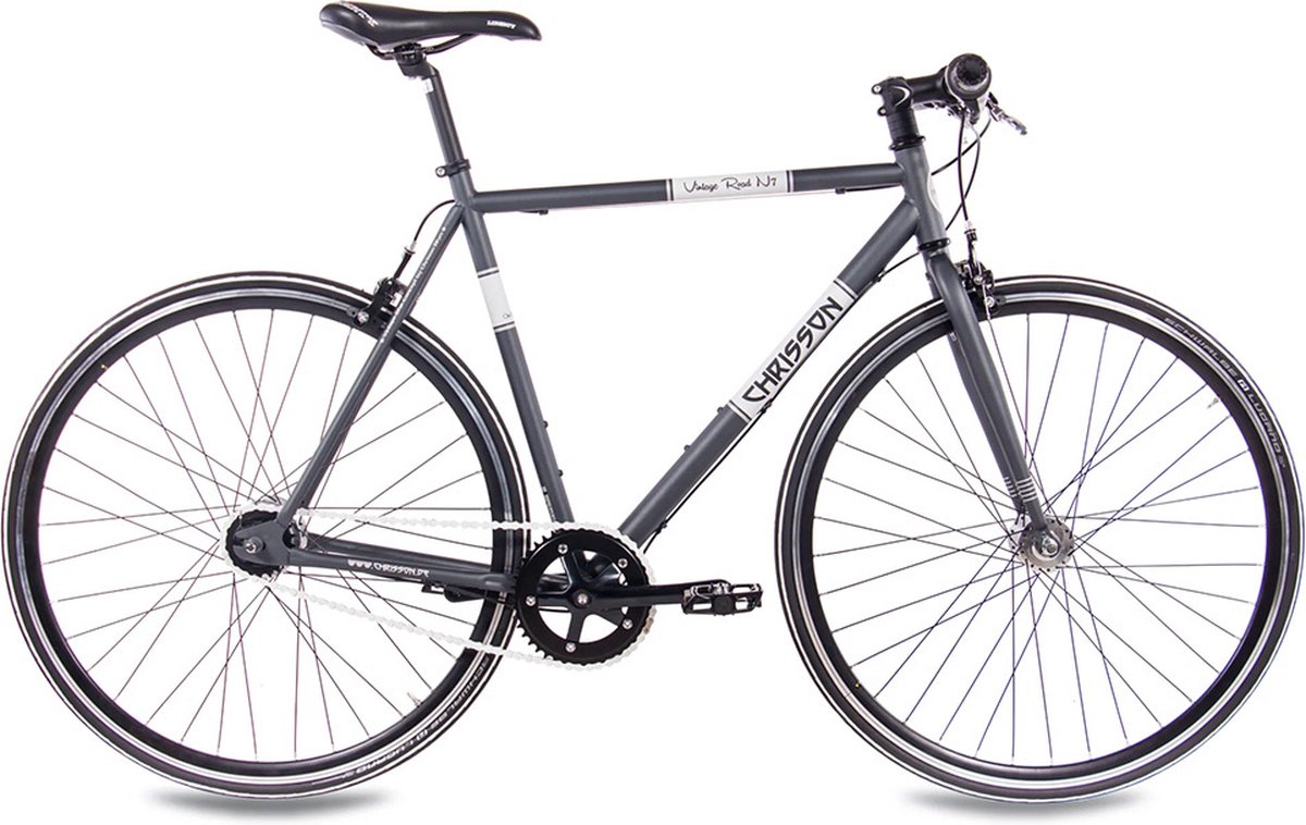 chrisson vintage road toerfiets hybridefiets 28 inch 52 cm heren 7 versnellingen donkergrijs