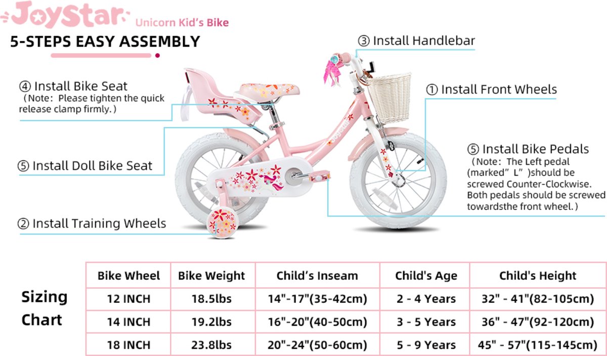 Collox Kinderfiets meisjes - 12 inch - 2 tot 4 jaar - Inclusief mandje, slingers en poppenzitje en afneembare zijwieltjes - Roze Kinderfiets kopen online