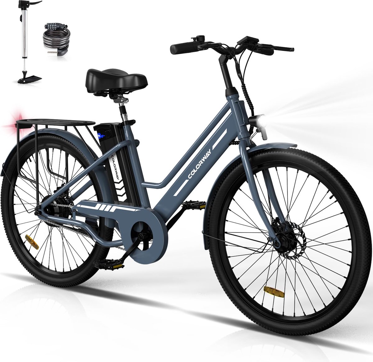 Colorway Elektrische Fiets BK8MS - 26 Inch City Commuter EBike met Afneembare 36V 12Ah Lithium Batterij - E-Bike met 250W Motor - Damesfiets - IP54 Waterdicht Fiets (elektrisch) kopen online