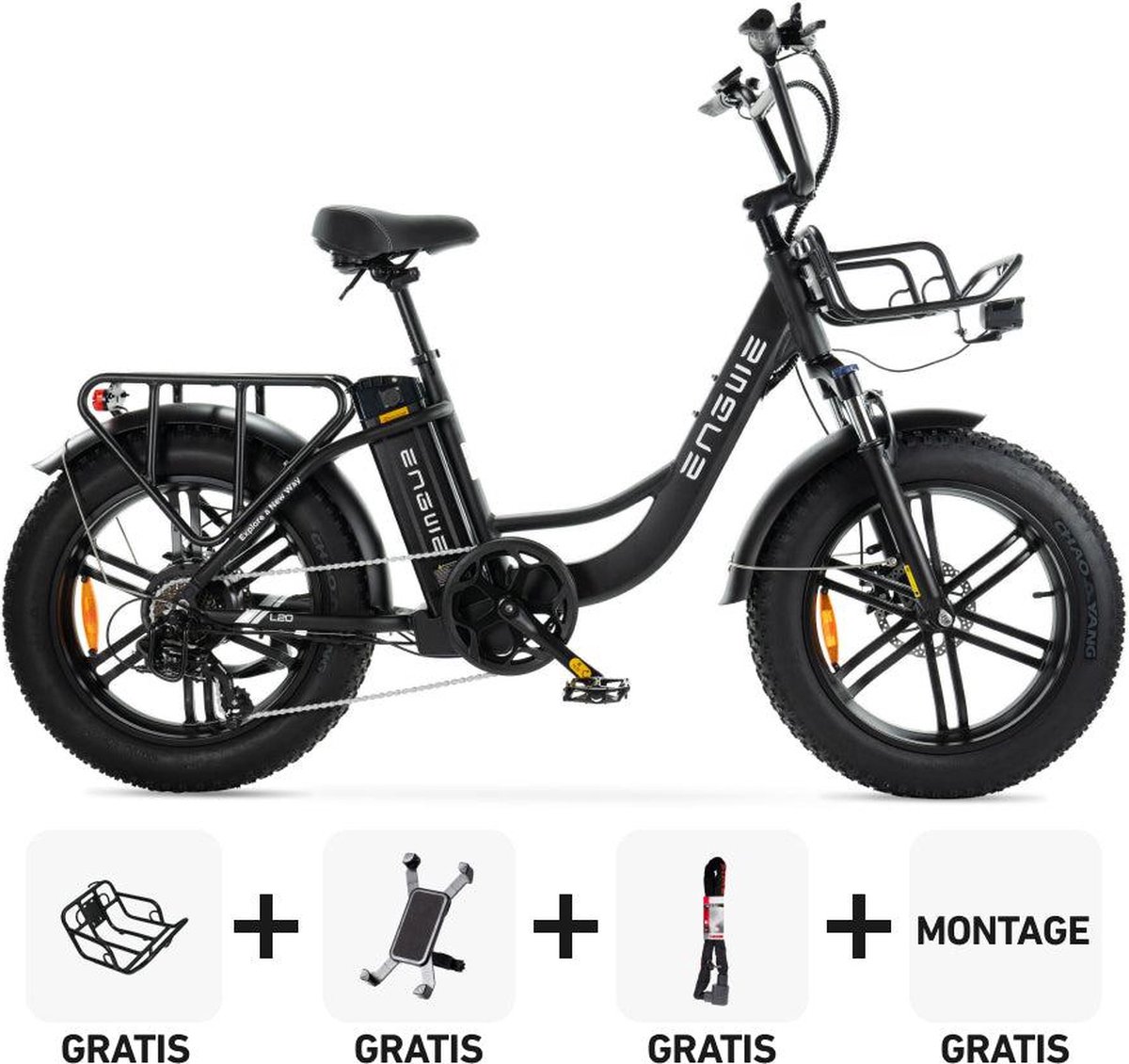 Combi-Deal! | ENGWE L20 - Zwart - 250W - Elektrische Fatbike Fiets (elektrisch) kopen online