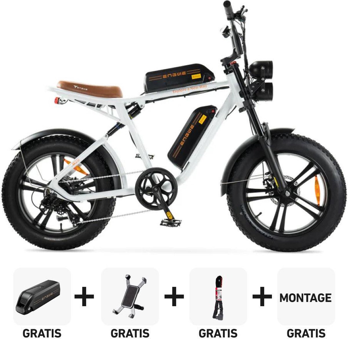 Combi-Deal! | ENGWE M20 - Dubbele Accu - Wit - 250W - Elektrische Fatbike Fiets (elektrisch) kopen online