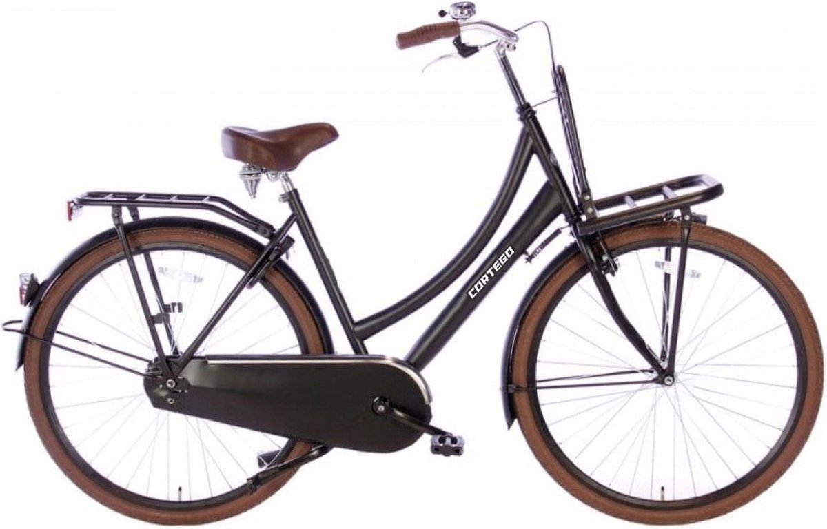 cortego cargo damesfiets 28 inch mat zwart stadsfiets transportfiets 155 190 cm