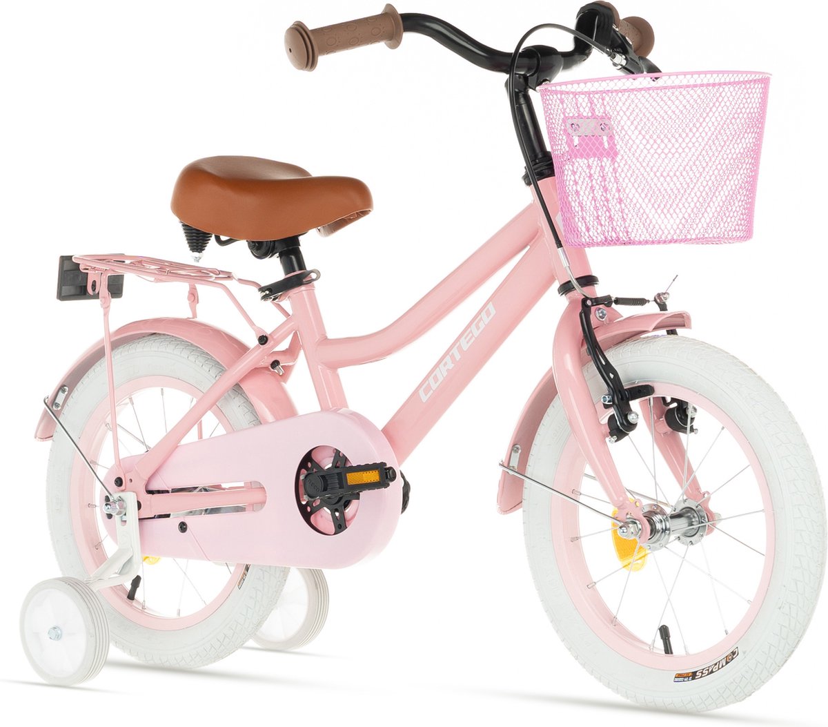 cortego mila meisjesfiets roze 12 inch kinderfiets inclusief zijwielen 2 3 4 jaar 80 95 cm