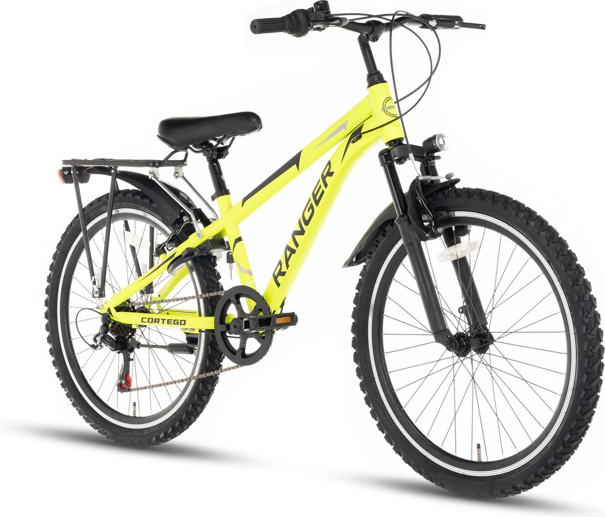 cortego ranger plus jongensfiets 24 inch fluogeel 7 versnellingen mountainbike kinderfiets voor 8 9 10 jaar