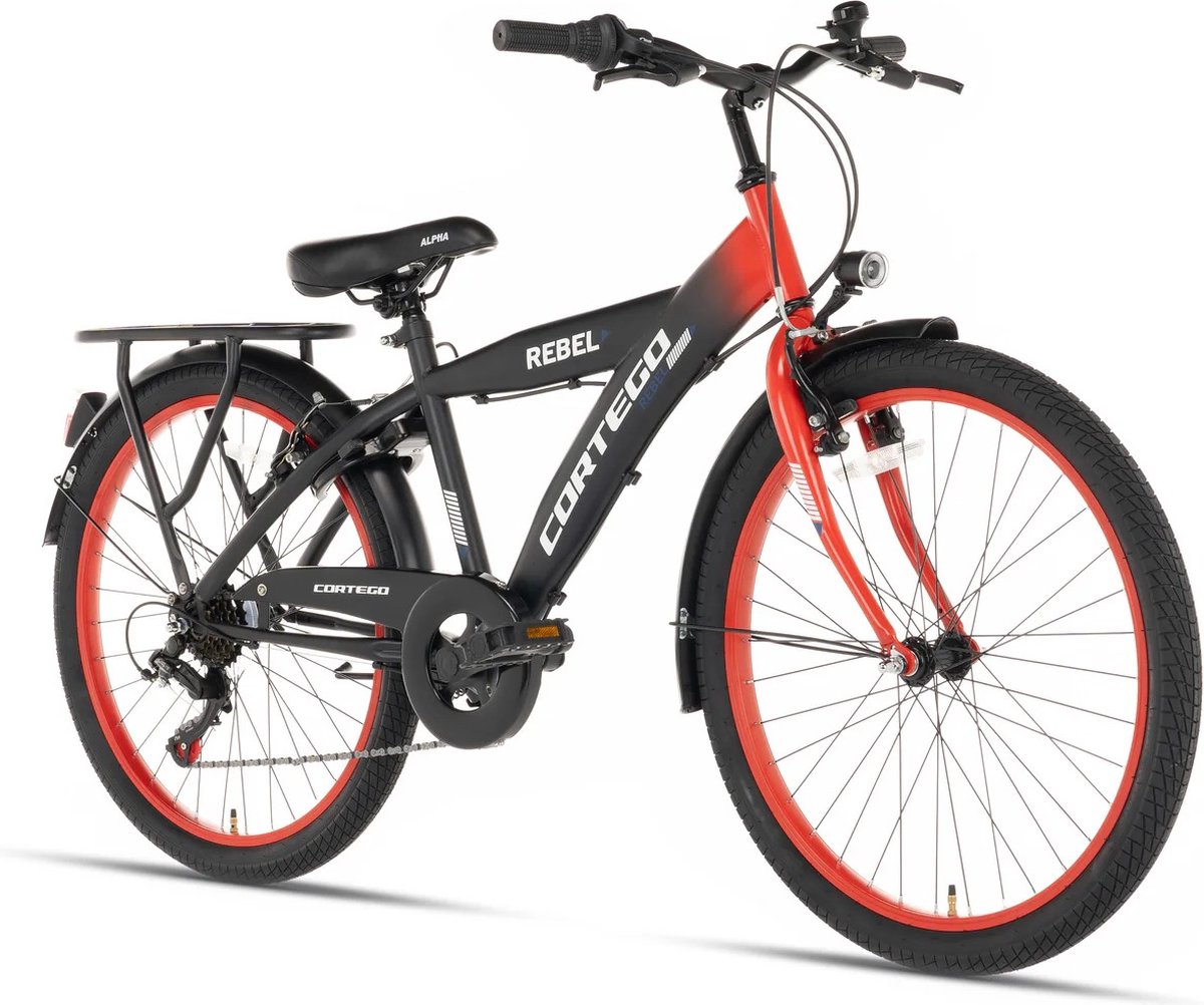 cortego rebel jongensfiets 26 inch rood 7 versnellingen kinderfiets 10 tot 12 jaar