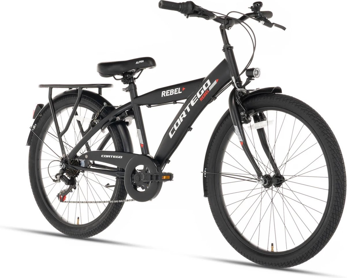cortego rebel jongensfiets 26 inch zwart 7 versnellingen kinderfiets 10 tot 12 jaar