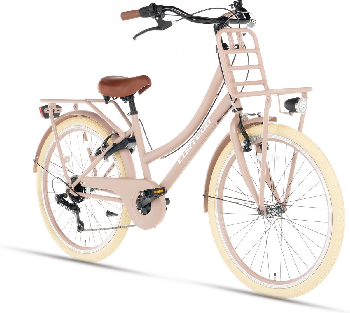Cortego Transporter Meisjesfiets 22 inch - 7 Versnellingen - Zalm - Kinderfiets - Shimano - 6, 7 & 8 Jaar - 130-140 cm Kinderfiets kopen online