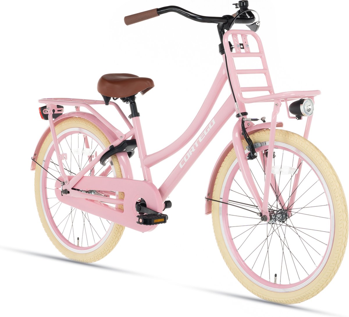 cortego transporter meisjesfiets 22 inch roze kinderfiets transportfiets 6 7 8 jaar 130 140 cm