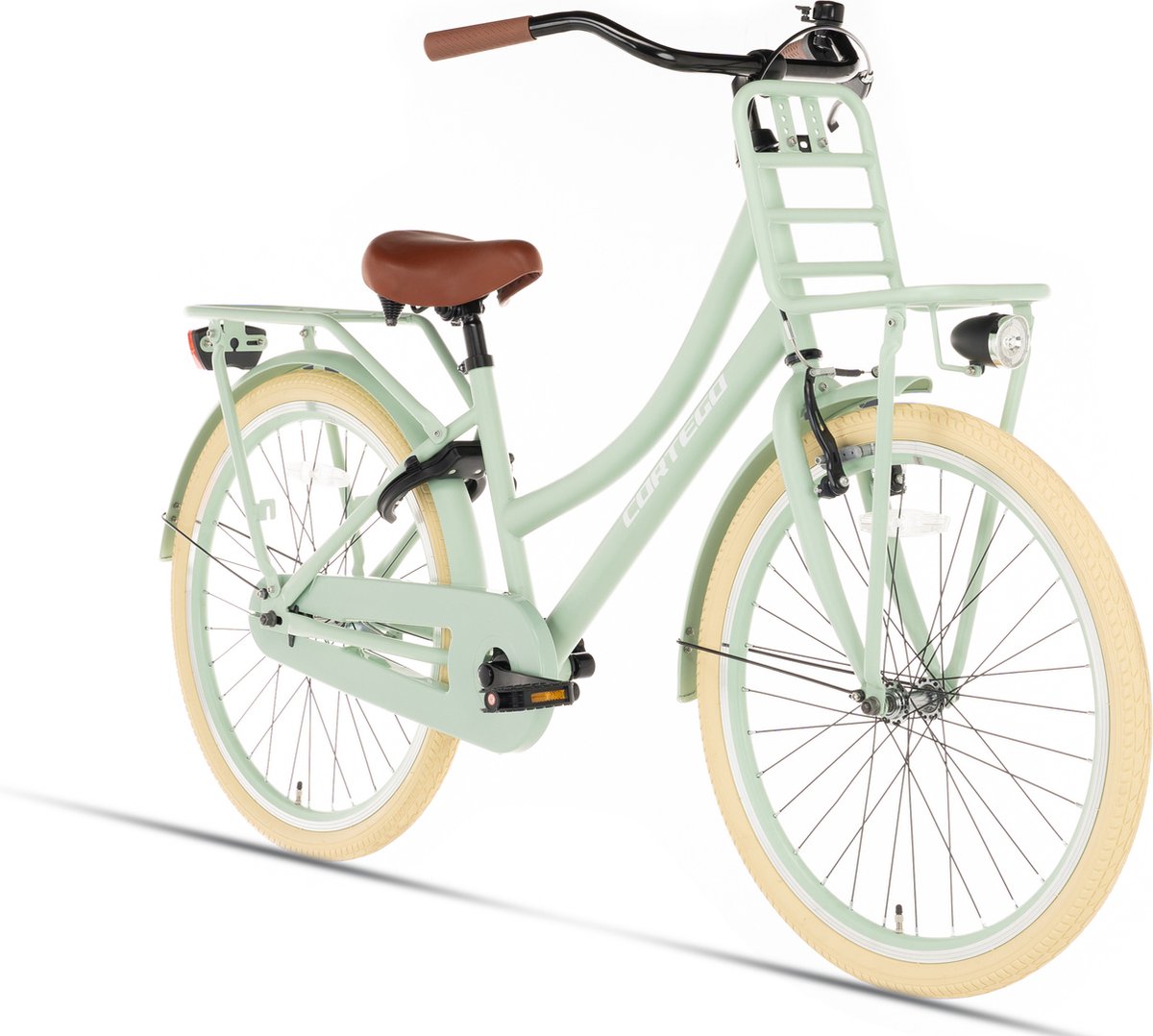 cortego transporter meisjesfiets 24 inch groen transportfiets kinderfiets 7 8 9 10 jaar 135 145 cm