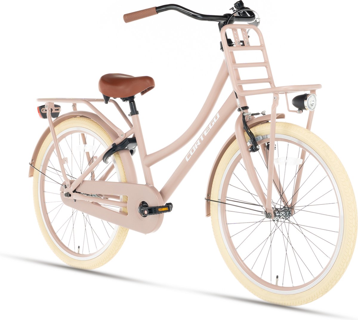 cortego transporter meisjesfiets 24 inch zalm kinderfiets 7 8 9 10 jaar 135 145 cm