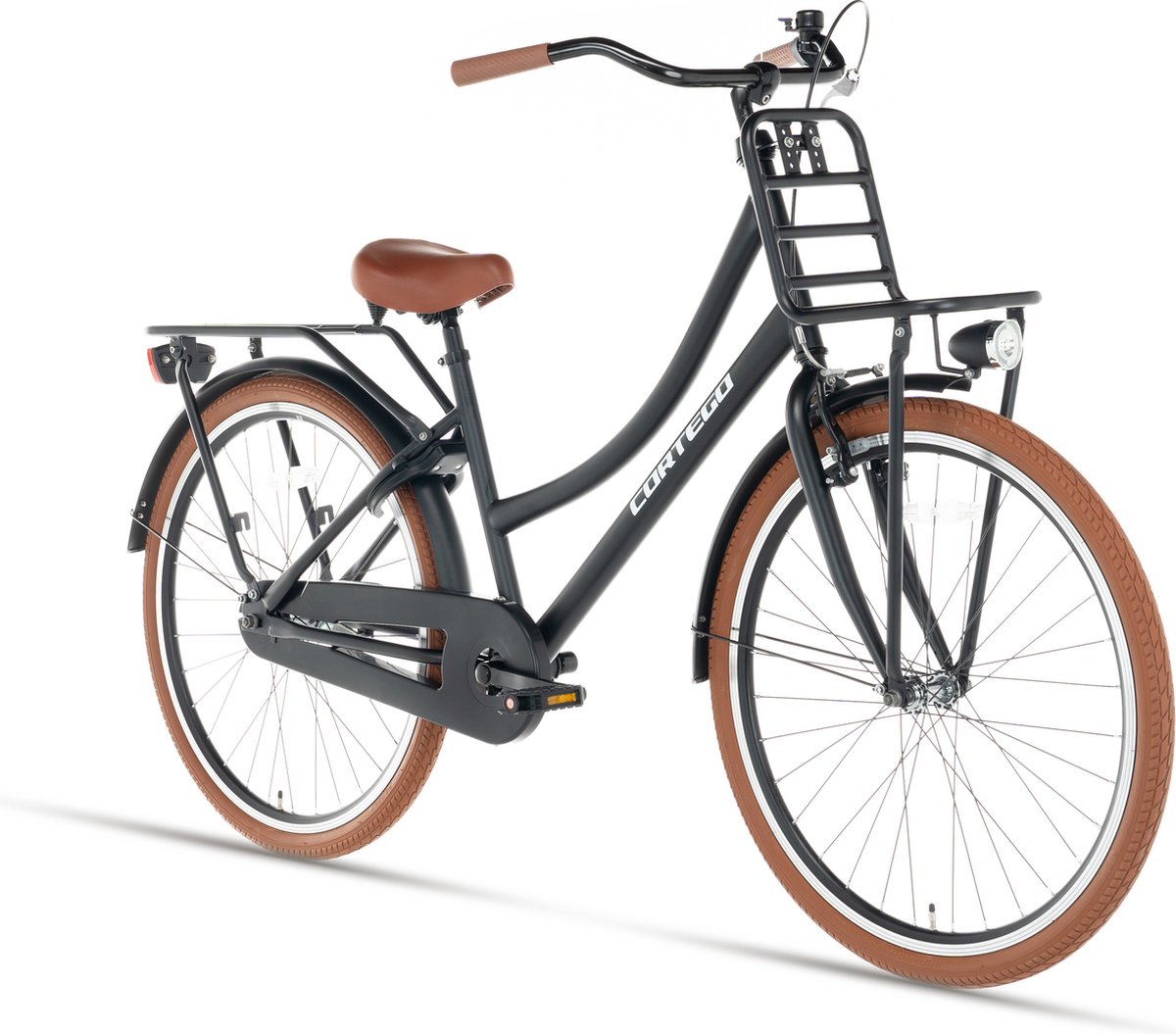 cortego transporter meisjesfiets 26 inch mat zwart kinderfiets 9 10 11 12 jaar 140 160 cm