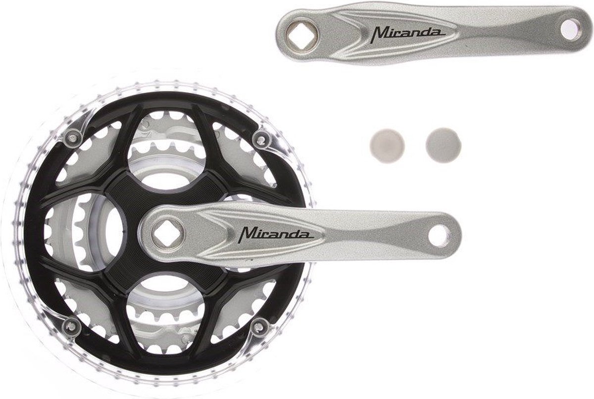 crankstel set 22 32 42t 170 mm zwart zilver