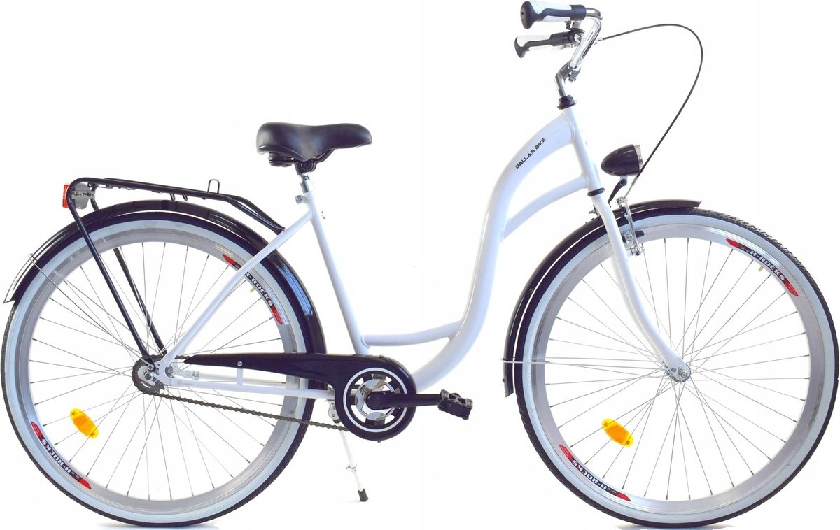 Dallas Bike - Meisjesfiets 26 inch - Stevig stalen frame - Wit met zwart Kinderfiets kopen online