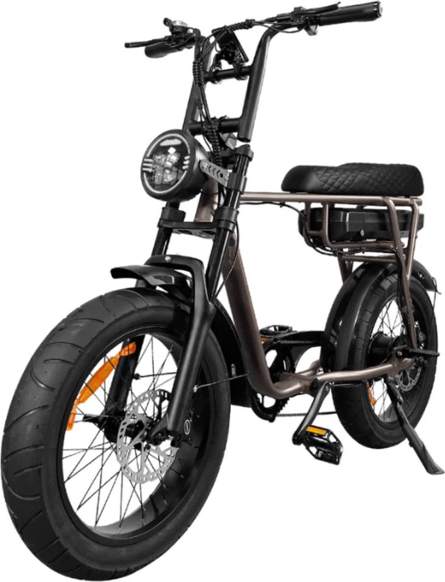 eb2 elektrische fatbike gratis kettingslot gratis bekerhouder 20 inch 250w motor 7 versnellingen 80 km actieradius hydraulische schijfremmen koffie