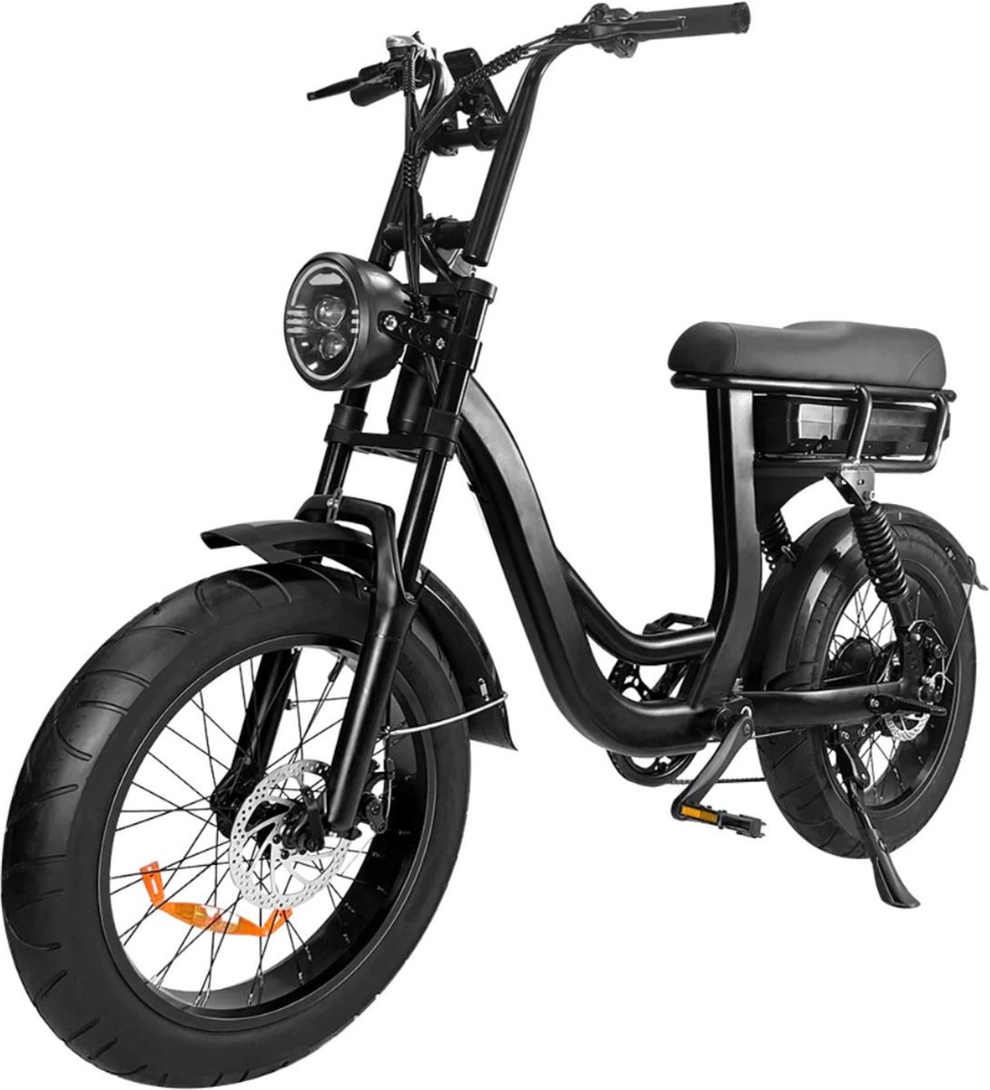 eb8 elektrische fatbike lage instap gratis kettingslot gratis bekerhouder 20 inch 250w motor 7 versnellingen 80 km actieradius hydraulische schijfremmen zwart