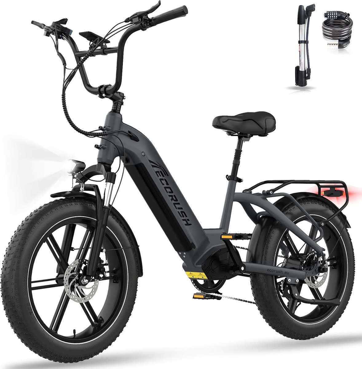 ECORUSH Elektrische Fiets ECO R6 - 20*4.0 Inch Fat Tire City Commuter EBike met Afneembare 48V 15.6Ah Lithium Batterij - Mountain E-Bike met 250W Motor - 7 Versnellingen - IP54 Waterdicht Fiets (elektrisch) kopen online