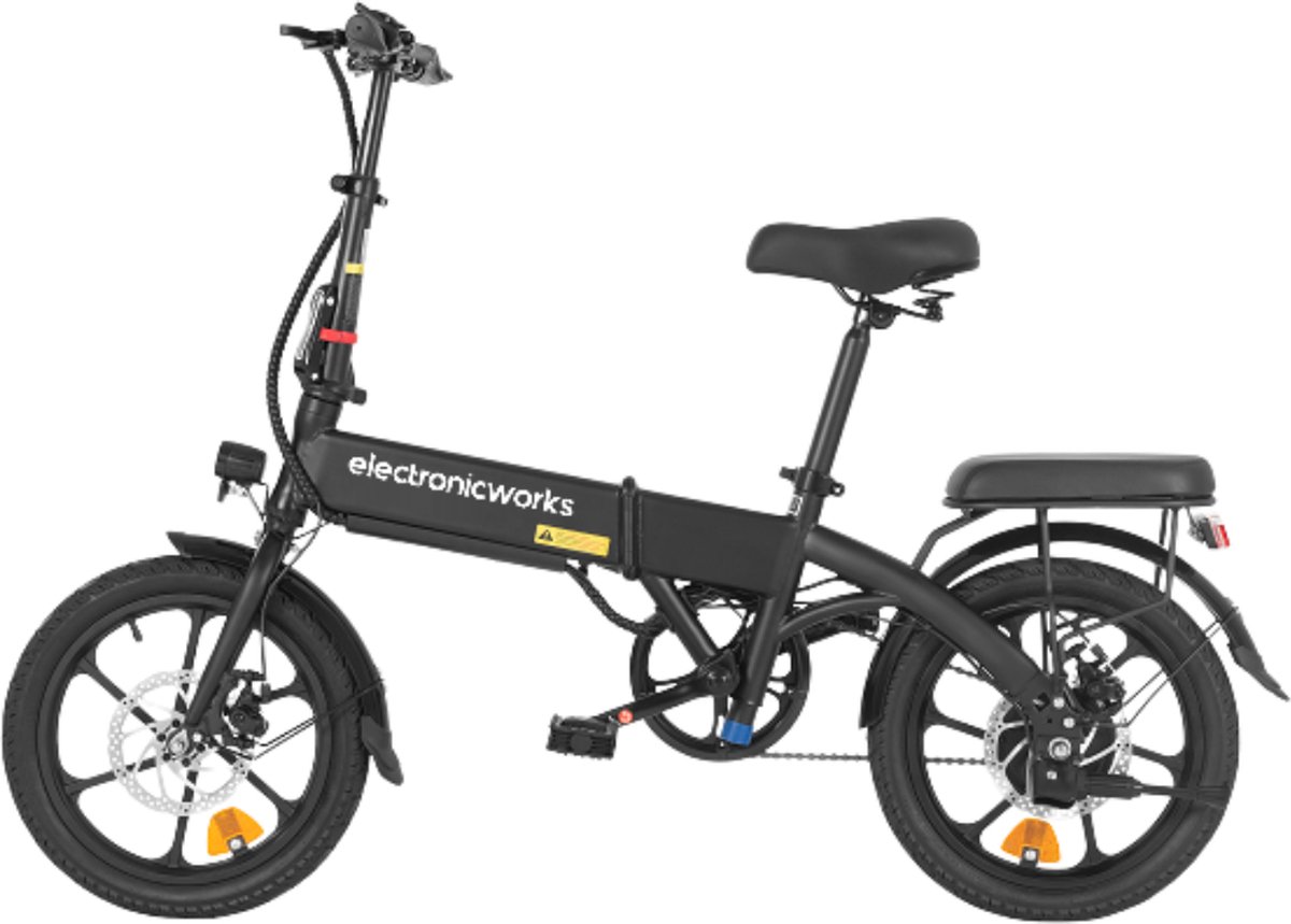 electronicworks ais 2 elektrische fiets 40 60km actieradius trapondersteuning e bike led display opvouwbare elektrische fiets 16 inch banden zwart