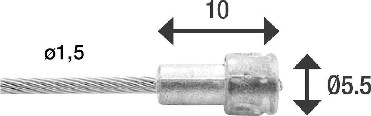 elvedes rem binnenkabel 2250mm v nippel 6412rvs 49