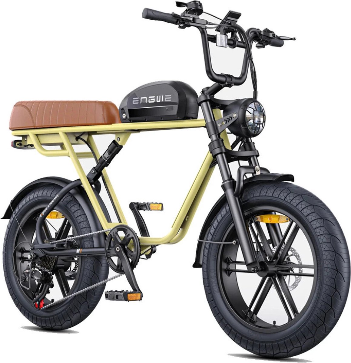 ENGWE M1 Elektrische Fatbike - Enkele Accu - 20 Inch - 250W Motor - 7 Versnellingen - 90 km Actieradius - Hydraulische Schijfremmen - Geel Fiets (elektrisch) kopen online