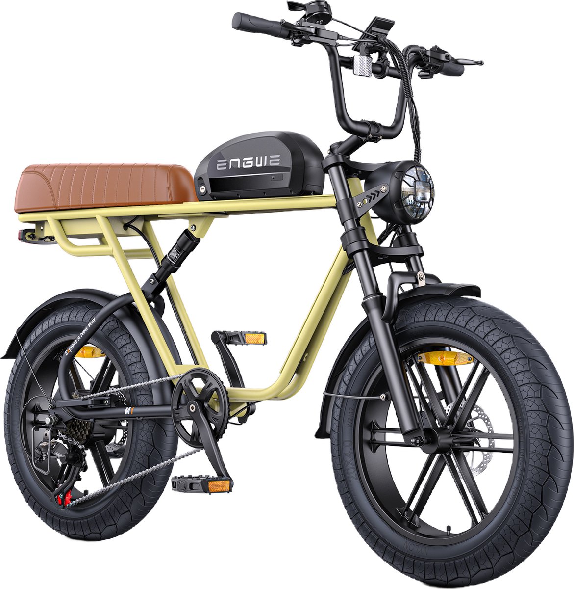 engwe m1 elektrische fiets motor 250w verwijderbare batterij 48v15 6ah actieradius 90km shimano 7 versnellingen vtt fatbike geel