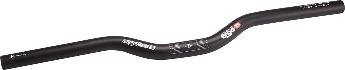 ergotec stuur atb xs 25 4mm 550mm 6 graden mat zwart