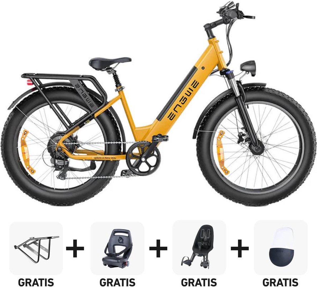 family bundle deal engwe e26 lage instap geel 250w elektrische e bike