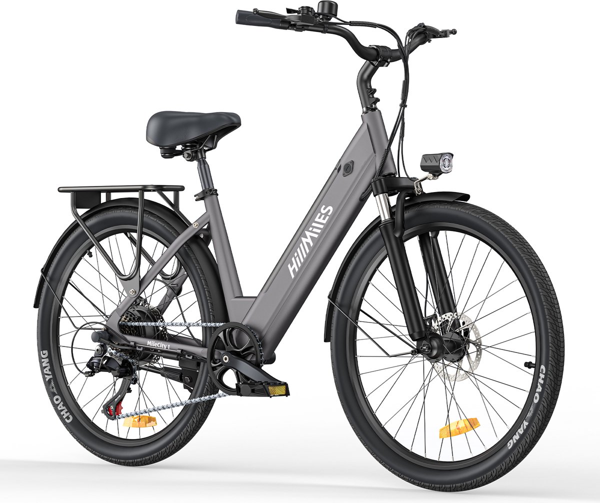 Hillmiles Milecity 1 Elektrische fiets - Actieradius 80km - Verwijderbare batterij 36V13Ah - Motor 250W - Shimano 7 versnellingen - 26 Inch City Commuter EBike - Grijs Fiets (elektrisch) kopen online