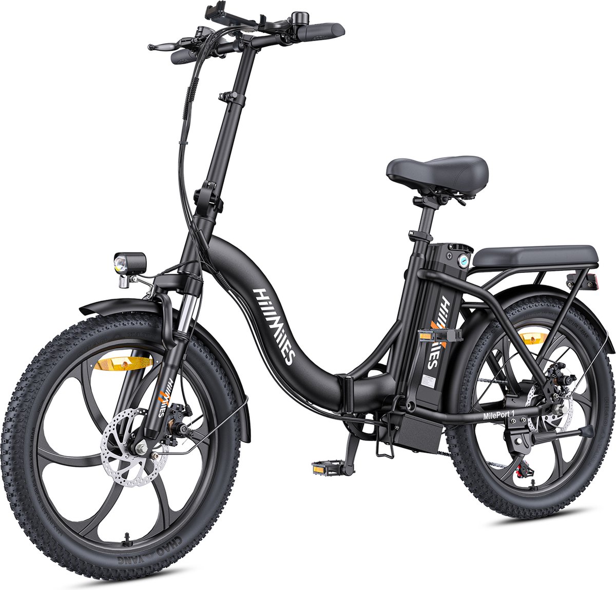 Hillmiles MilePort 1 Elektrische fiets - Actieradius 60km - Verwijderbare batterij 36V13Ah - Motor 250W - Shimano 7 versnellingen - 20 Inch opvouwbare City Commuter E-Bike - Zwart Fiets (elektrisch) kopen online