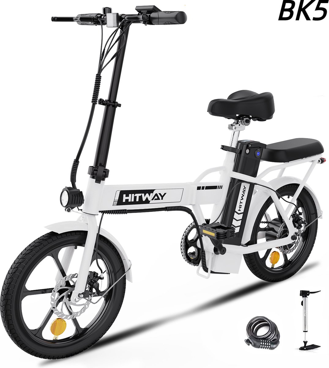 hitway elektrische fiets opvouwbaar e bike 250w 10 4ah 16inch wit