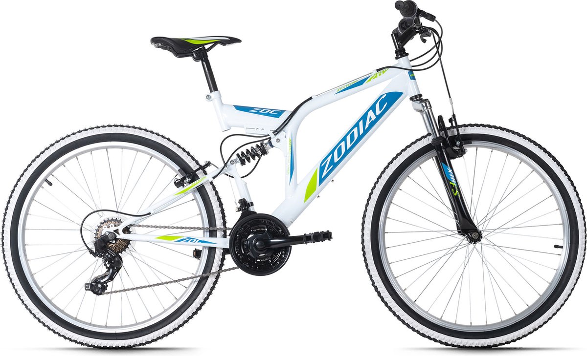 Ks Cycling Fiets 26 inch fully-mountainbike Zodiac met 21 versnellingen wit-groen - 48 cm Fiets kopen online