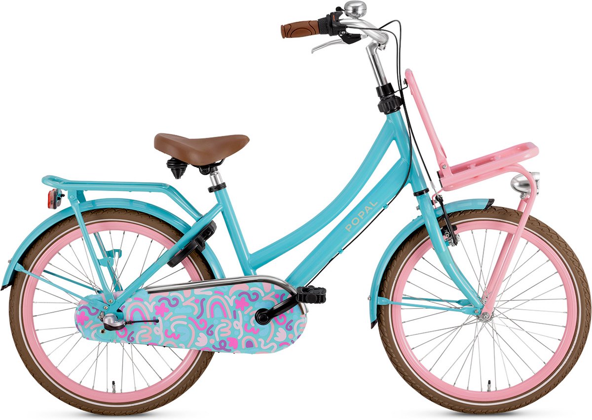 Popal Daily Dutch Basic+ N3 - Kinder Transportfiets - 22 inch - Turquoise/Roze Kinderfiets kopen online