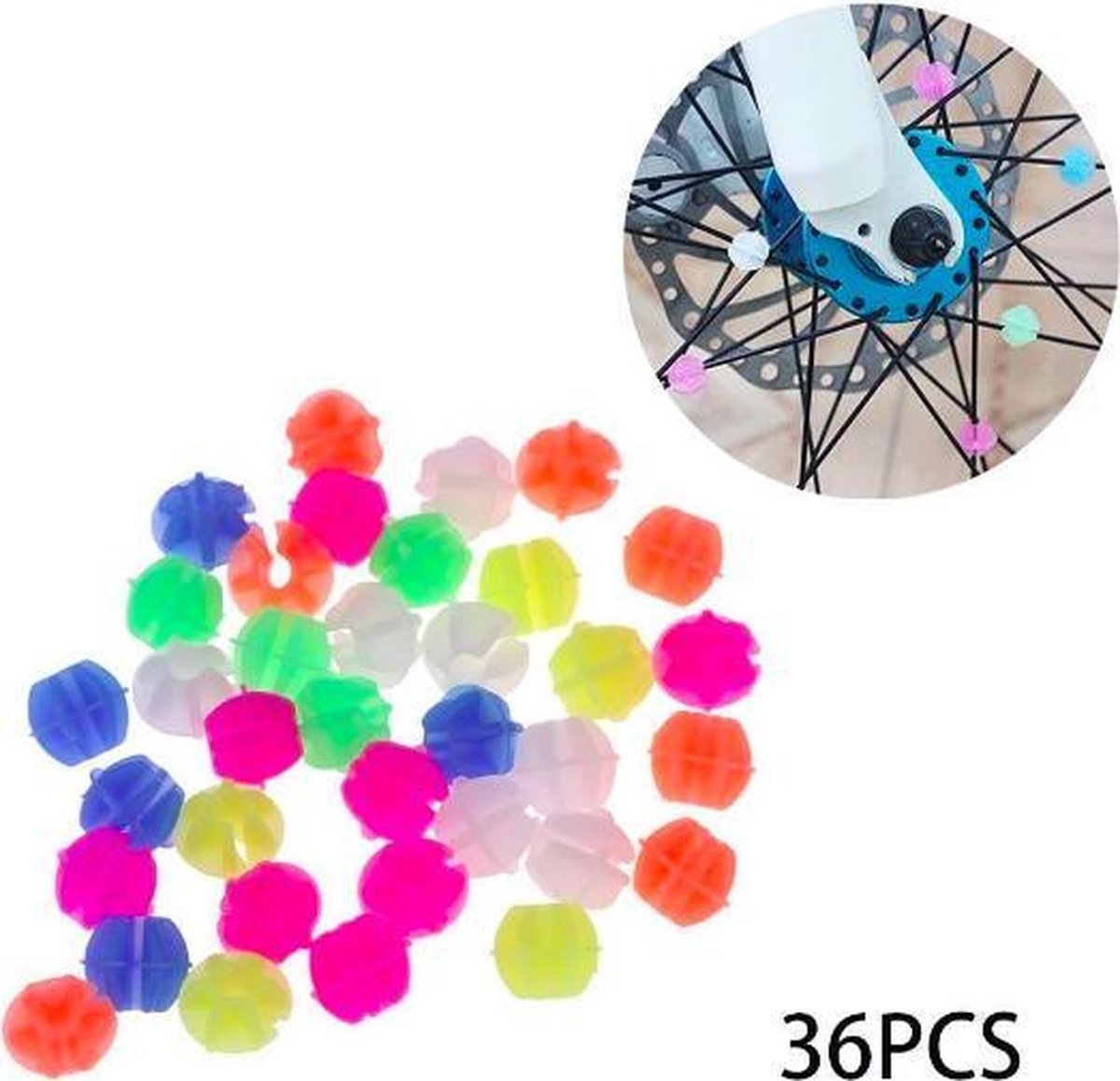 ProductGoods - 36 Stuks Fietskraal Cilinder - Multicolor - Kinderfiets - Versiering Kinderfiets kopen online