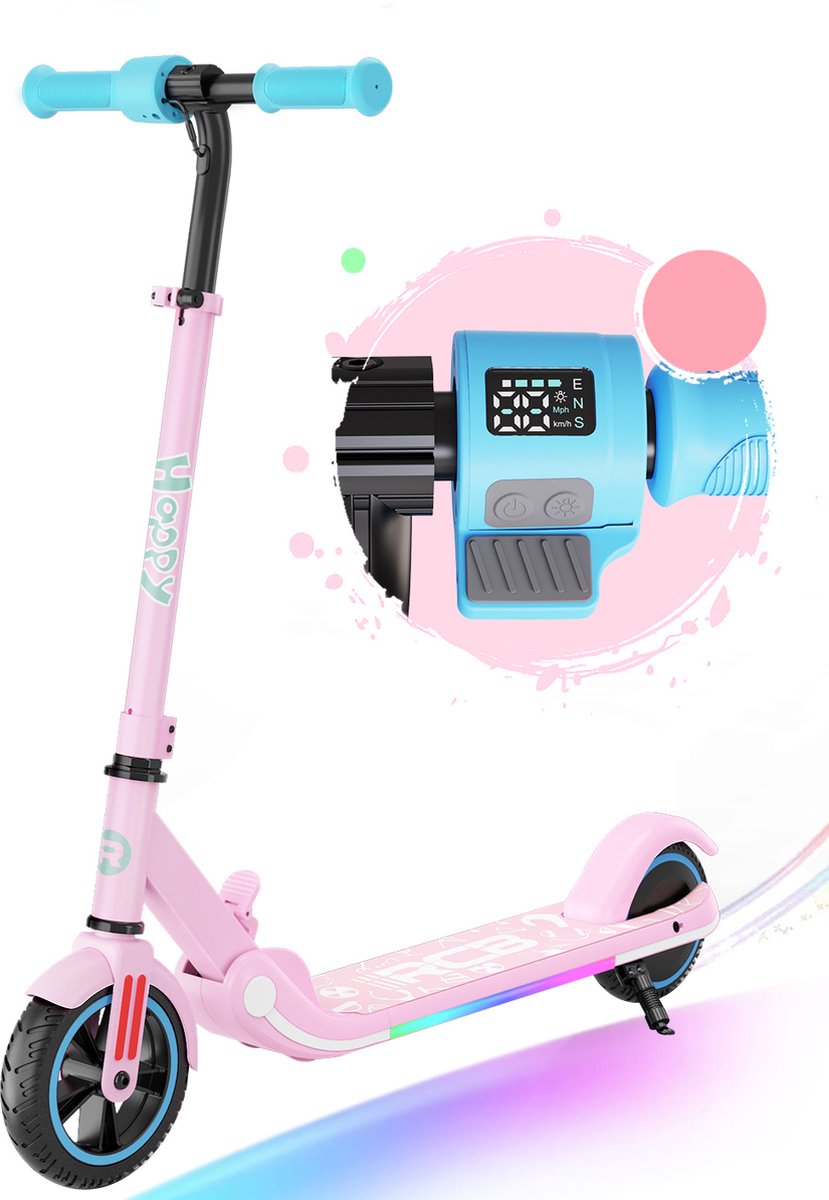rcb elektrische step kinderen verlichting 16 km u max 50 kg roze