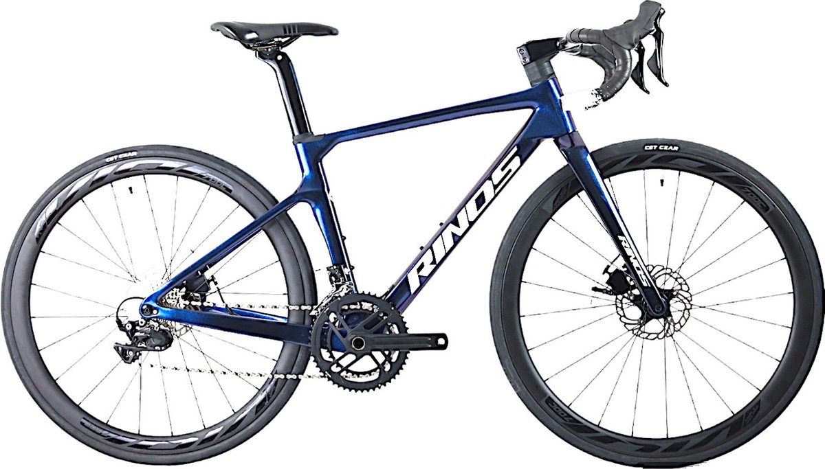 rinos odin3 0 carbon road fiets met shimano 105 st r7000 22 versnellingen en schijfremmen lichte fiets voor dames en heren 700 x 40c kameleon blauw paars 58